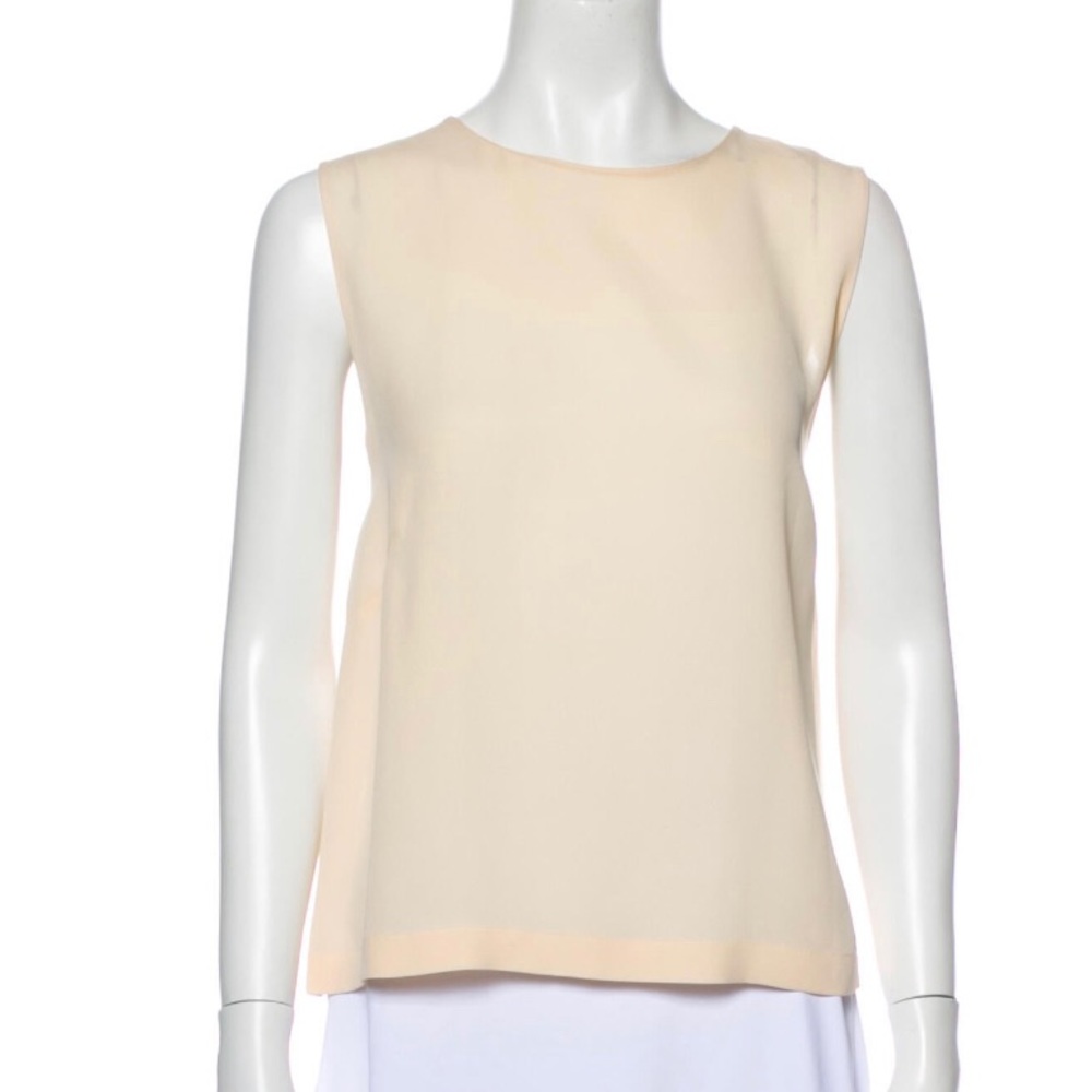 CHANEL size 44 cream silk shell blouse - Picture 1 of 11